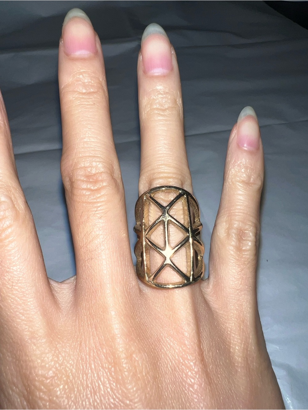 Openwork Geometric Gold-Tone Statement Ring
